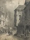Vue présumée du vieux Rouen by Polyclès Langlois, Plume, crayon noir et estompe, sold Mar 2026