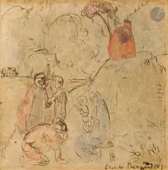 L’Étude pour Madone Pont-Aven by Émile Bernard, 1890, Encre et aquarelle sur papier calque, sold Mar 2026