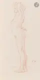 Femme nue debout au bras levé by Félix Vallotton, Sanguine sur papier vergé, sold Mar 2026