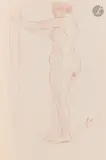 Femme nue debout au poteau by Félix Vallotton, Sanguine, sold Mar 2026