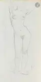 Étude de femme nue les bras levés by Félix Vallotton, Crayon noir sur papier vergé gris, sold Mar 2026