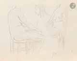 Études de femmes nues assises by Félix Vallotton, Crayon noir sur papier vergé, sold Mar 2026