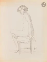 Femme nue assise by Félix Vallotton, Crayon noir, sold Mar 2026