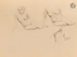 Études de Femmes nues by Félix Vallotton, Crayon noir et estompe, sold Mar 2026