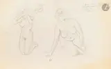 Études de femme nue agenouillée avec annotations by Félix Vallotton, Crayon noir, sold Mar 2026