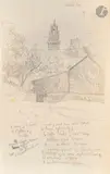 Étude pour la Vue d’Avignon avec annotations de couleurs by Félix Vallotton, 1920, Mine de plomb, estompe et touche de gouache jaune, sold Mar 2026
