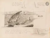 Étude pour Voile rouge by Henri-Edmond Cross, vers 1895, Crayon noir et annotations, sold Mar 2026