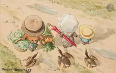 Le Retour du marché by André Devambez, Aquarelle et encre, sold Mar 2026