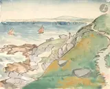 Les Voiliers depuis la côte by Jules Chadel, Aquarelle, encre et rehauts de gouache, sold Mar 2026