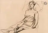 Femme endormie avec son chien by František Kupka, Crayon noir, sold Mar 2026