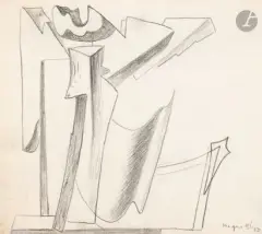 Composition by Alberto Magnelli, 1933, Crayon graphite, sold Mar 2026
