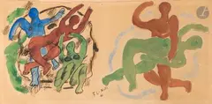 Les Plongeurs by Fernand Léger, 1941, Aquarelle et encre, sold Mar 2026