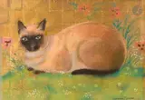 Chat siamois by Georges Henri Manzana Pissarro, Pastel sur feuilles d’or, sold Mar 2026
