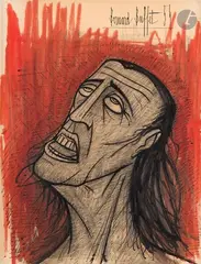 Horreur de la Guerre « Femme suppliciée » by Bernard Buffet, 1954, Encre, aquarelle sur traits de mine de plomb sur papier contrecollé sur toile, sold Mar 2026