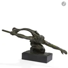 SCULPTEUR & LES NEVEUX DU JULES LEHMANN ÉDITEUR Le Lancer,épreuve by Alexandre Kelety, Épreuve en bronze à patine brun nuancé de vert olive, sold Mar 2026