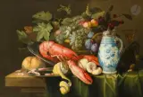 Composition à la corbeille de fruits, au homard avec un grand pichet en faïence de Delft by Alexander Coosemans, Toile, sold Mar 2026