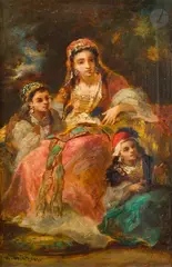Une femme bulgare et ses enfants by Narcisse-Virgilio Diaz de la Pena, Panneau parqueté, sold Mar 2026