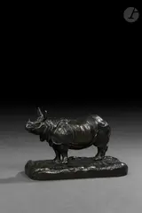 Rhinocéros by Alfred Barye, vers 1900, Bronze à patine brun-noir Epreuve signée « A, sold Mar 2026