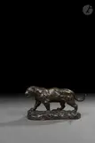 Jaguar qui marche n°1, terrasse naturaliste by Antoine-Louis Barye, vers 1860, Bronze à patine brun-rouge richement soutenu Belle épreuve ancienne signée « Barye », sold Mar 2026