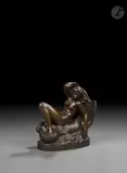 Nymphe sur un poisson ou Naïade portée sur un poisson by Jean-Jacques Feuchère, vers 1860, Bronze à patine brun Epreuve signée « Feuchère » et datée, sold Mar 2026