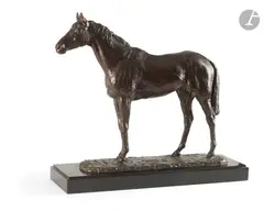 Talma, gagnant du St Leger 1951 Doncaster by René Paris, Bronze à patine brune, Epreuve signée et titrée sur la terrasse, sold Mar 2026