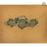 Deux nus et algues, vers1900-1905 Dessin préparatoire pour un ornement central de ceinture by René Lalique, Aquarelle, gouache, encre de Chine sur papier BFK de Rives, sold Mar 2026