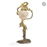 Mon amie la rose Lampe de salon by Charles Emile Jonchery, Épreuve en bronze doré nuancé de brun vers la base, sold Mar 2026