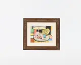 Nature morte au jouet et au vase de fleurs by Nadia P. Leger, Aquarelle et gouache sur papier, sold Jun 2023