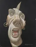Le punk, portrait bouche ouverte by Nebojsa Bezanic, Toile, sold Nov 2022