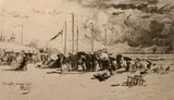 Un grain à Trouville. 1874 by Félix Buhot, Eau-forte, aquatinte, sold Nov 2022