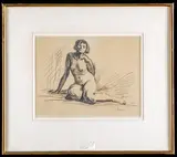 Nu assis de face by Henri Lebasque, Crayon sur papier, sold Jun 2022