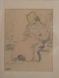 La couseuse by Louis Valtat, Crayon et pastel sur papier, sold Jun 2022