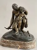 L'amour consolé by Philippe-Laurent Roland, Bronze à patine brune Signée sur la terrasse Socle en marbre veiné, sold Mar 2026