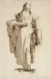 Etude d'homme barbu en pied by Giovanni Battista Tiepolo, Plume et encre brune et lavis brun sur traits de crayon noir, sold Mar 2026