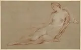 Étude pour Vénus dans Le Réveil de Vénus by Charles-Joseph Natoire, 1741, Sanguine et rehauts de craie blanche sur papier chamois, sold Mar 2026