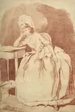 Portrait de femme assise accoudée by Louis Rolland Trinquesse, Sanguine, sold Mar 2026