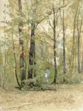 Chasseur dans une forêt by Henri Harpignies, Aquarelle sur trait de crayon de noir, sold Mar 2026