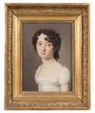 Portrait d'une jeune femme à la robe blanche by Louis-Léopold Boilly, Toile et châssis d'origine, sold Mar 2026