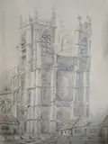 21 aout 1876 L'abbatiale Saint-Pierre de Corbie by Henri Langerock, Crayon, sold Mar 2026