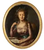 Portrait d'une dessinatrice by Monique Daniche, Toile ovale, sold Apr 2026