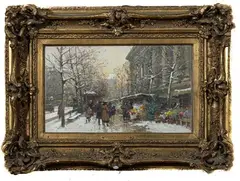 Marché aux fleurs à la Madeleine by Eugène Galien-Laloue, Gouache, sold Apr 2026