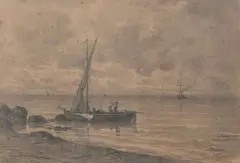 Retour de pêche by Adolphe Appian, 1886, Crayon noir et lavis, sold Apr 2026