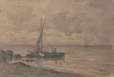 Retour de pêche by Adolphe Appian, 1886, Crayon noir et lavis, sold Apr 2026