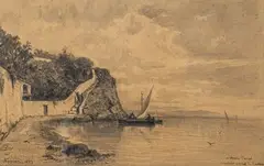Bord de mer by Adolphe Appian, 1883, Crayon noir et lavis, sold Apr 2026