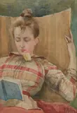 Femme à la lecture by Paul Rossert, Aquarelle sur papier, sold Dec 2024