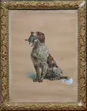 Griffon et lapin by Charles Ferdinand de Condamy, Aquarelle signée en bas à droite, sold Nov 2024
