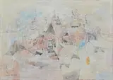 Sans titre by Shoichi Hasegwa, Aquarelle contrecollée sur toile « Vue d’architecture déstructurée », sold Oct 2024