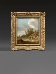 Paysage à la chaumière by Jan van Goyen, Panneau de chêne, parqueté, sold Oct 2025