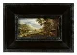 Paysage avec des bergers by Maerten Ryckaert, Panneau de chêne, une planche, non parqueté, sold Oct 2025