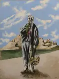 Pêcheur vaudois by Jean Lurçat, vers 1935, Gouache sur papier contrecollé sur carton, sold Jul 2025